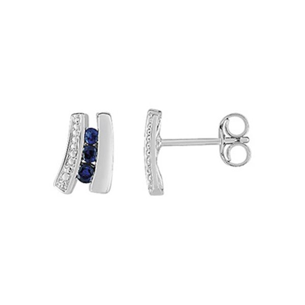 Boucles d'oreilles clou saphir 0.19c illusion Or Blanc 375