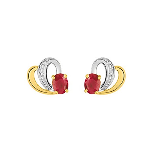 Boucles d'oreilles clou rubis Or 375