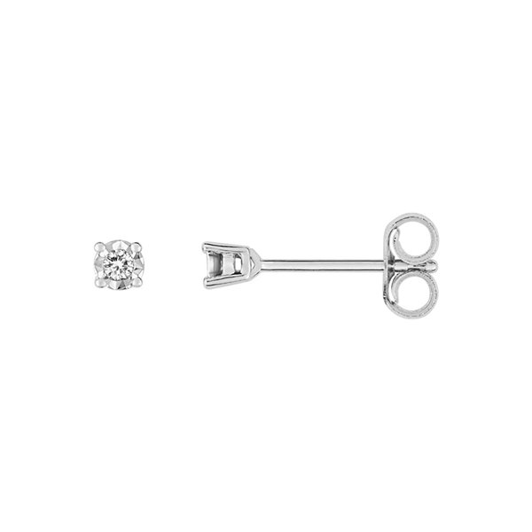 Boucles d'oreilles clou diamant 0.03ct Or Blanc 375