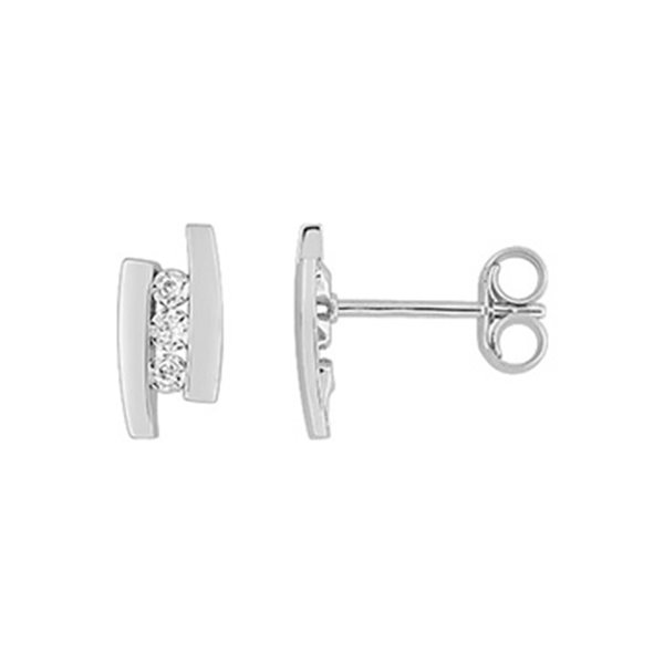 Boucles d'oreilles clou diamant 0.028ct Or Blanc 375