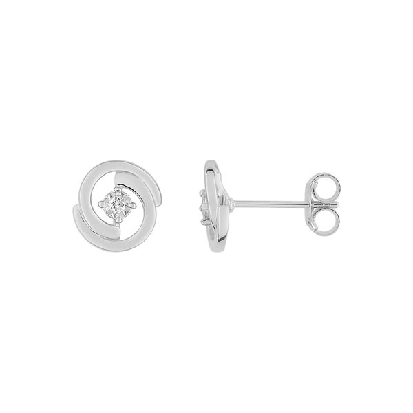 Boucles d'oreilles clou diamant 0.02ct Or Blanc 375