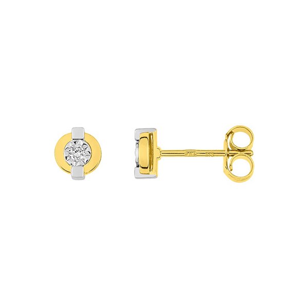 Boucles d'oreilles clou diamant 0.04 bicolore Or 375