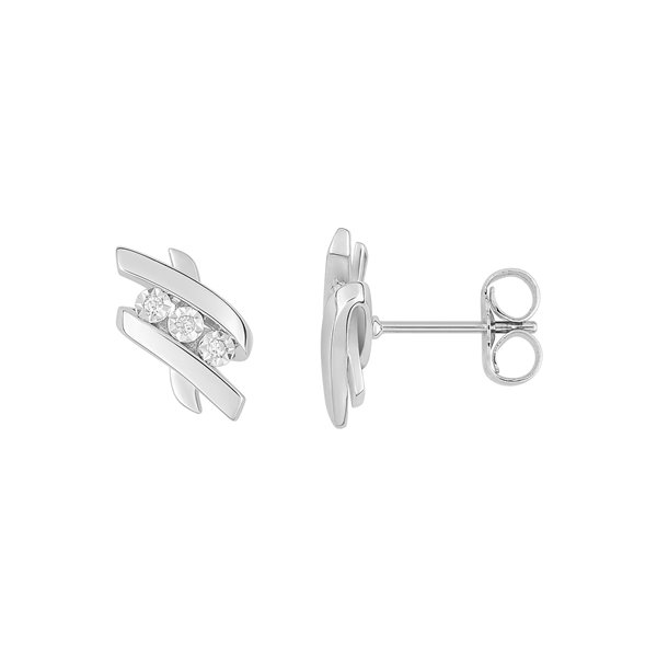 Boucles d'oreilles clou diamant 0.024ct Or Blanc 375