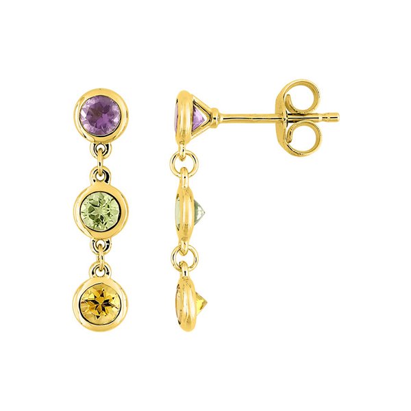 Boucles d'oreilles pendantes améthyste pe ci Or Jaune 375