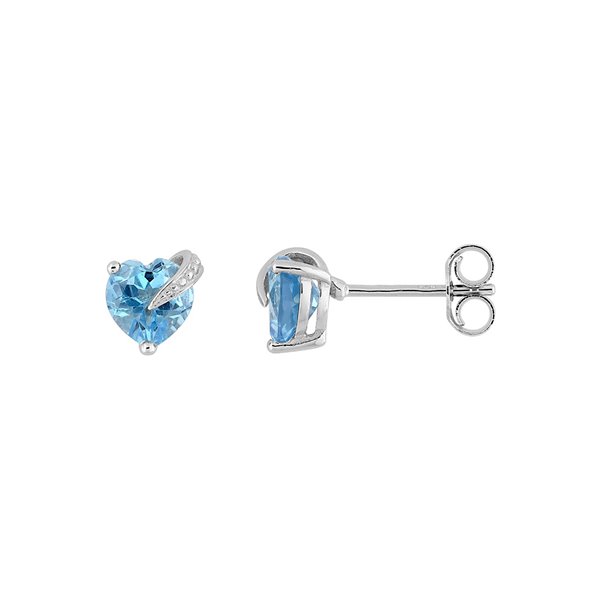 Boucles d'oreilles clou topaze bleue traitée Or Blanc 375