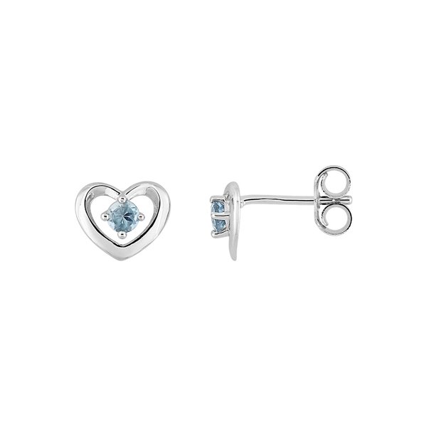 Boucles d'oreilles clou topaze bleue traitée Or Blanc 375