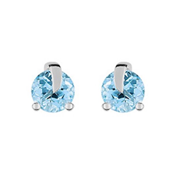 Boucles d'oreilles clou topaze bleue traitée Or Blanc 375