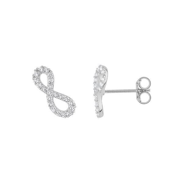 Boucles d'oreilles clou oxyde(s) de zirconium Or Blanc 375