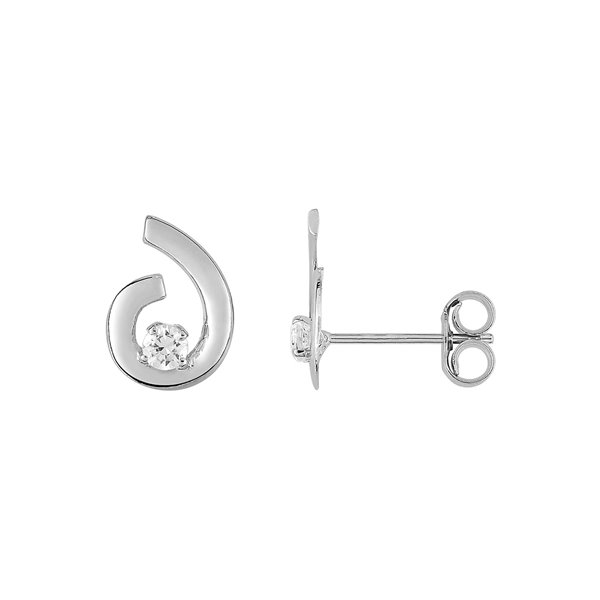 Boucles d'oreilles clou oxyde(s) de zirconium Or Blanc 375