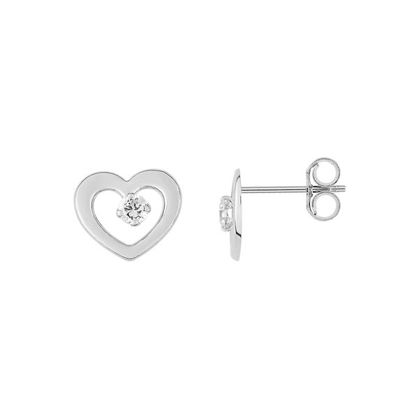 Boucles d'oreilles clou oxyde(s) de zirconium Or Blanc 375