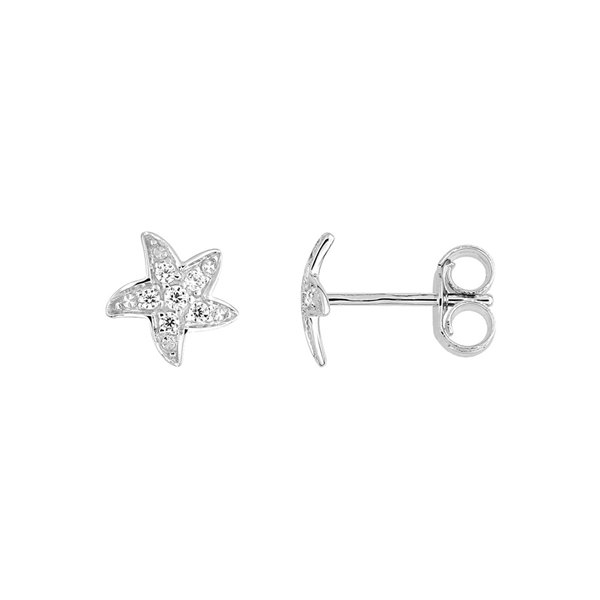 Boucles d'oreilles clou oxyde(s) de zirconium Or Blanc 375