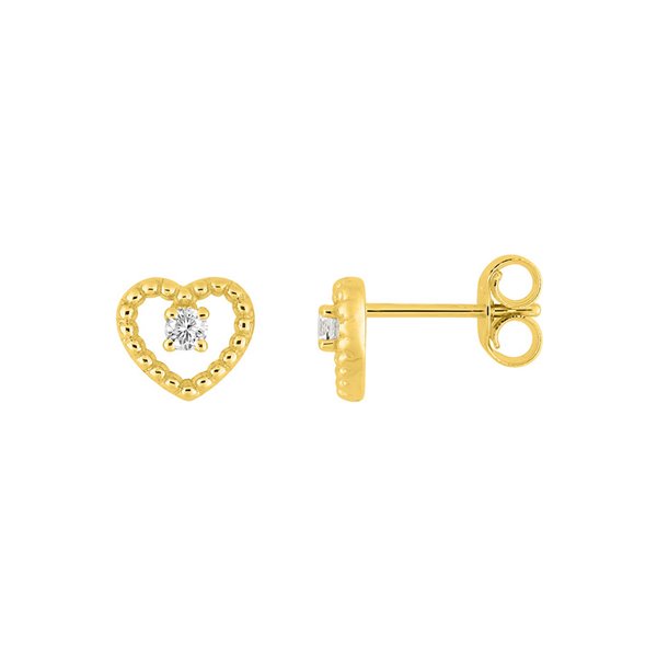 Boucles d'oreilles clou oxyde(s) de zirconium Or Jaune 375