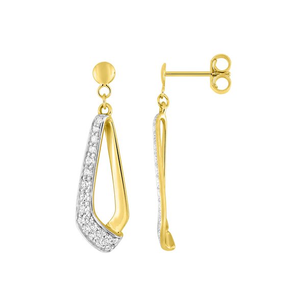 Boucles d'oreilles pendantes oxyde(s) de zirconium Or Jaune 375 rhodiée