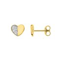 Boucles d'oreilles clou oxyde(s) de zirconium Or Jaune 375 rhodiée