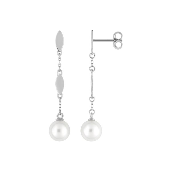 Boucles d'oreilles pendantes perle de culture d'eau douce Or Blanc 375