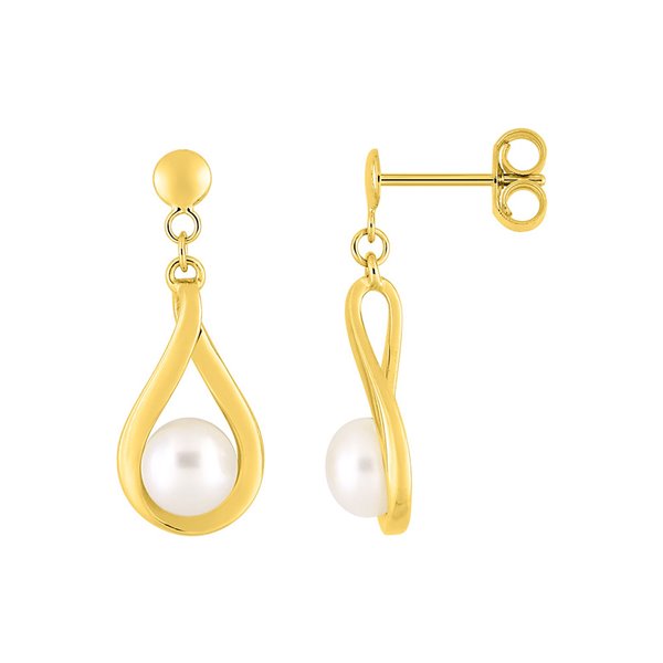 Boucles d'oreilles pendantes perle de culture d'eau douce Or Jaune 375