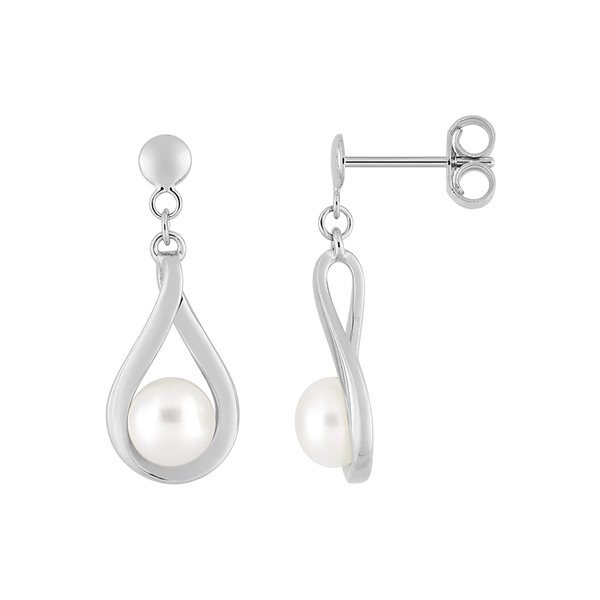 Boucles d'oreilles pendantes perle de culture d'eau douce Or Blanc 375