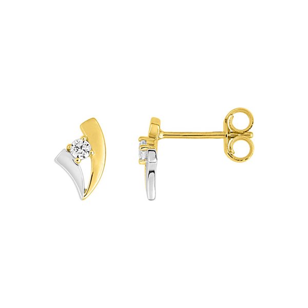 Boucles d'oreilles clou oxyde(s) de zirconium Or Jaune 375 rhodiée