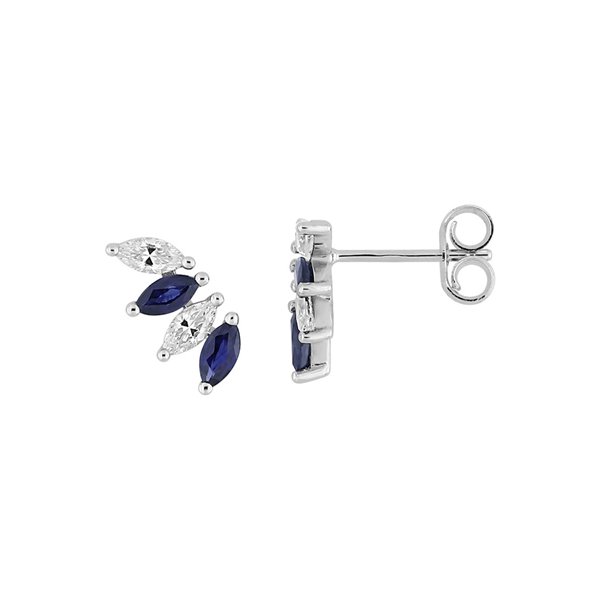 Boucles d'oreilles saphir oxyde(s) de zirconium Or Blanc 375