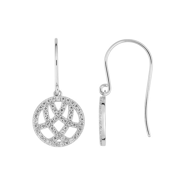 Boucles d'oreilles crochet oxyde(s) de zirconium Or Blanc 375