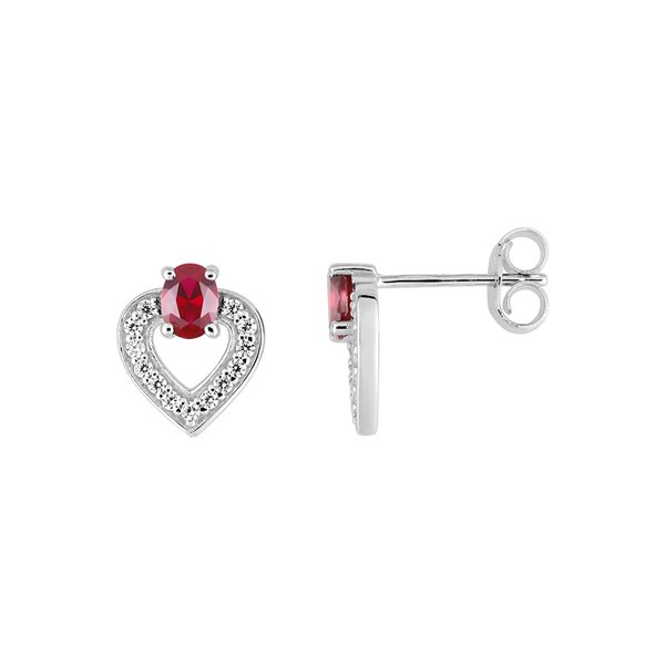 Boucles d'oreilles rubis oxyde(s) de zirconium Or Blanc 375