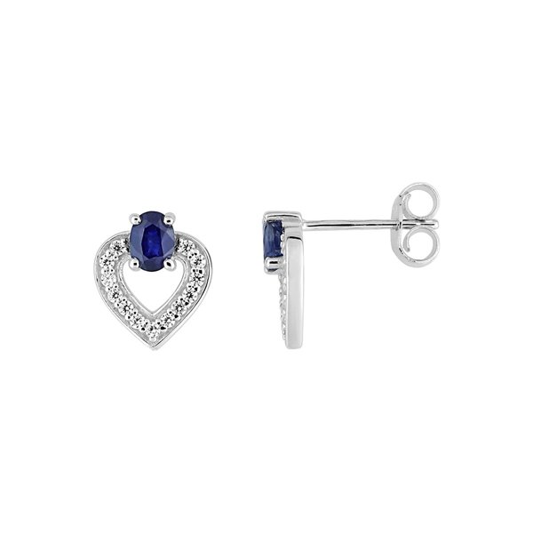 Boucles d'oreilles clou saphir oxyde(s) de zirconium Or Blanc 375