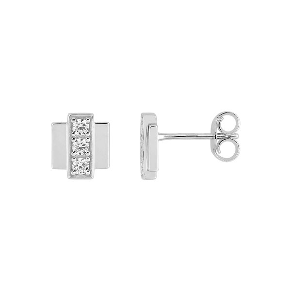 Boucles d'oreilles clou oxyde(s) de zirconium Or Blanc 375