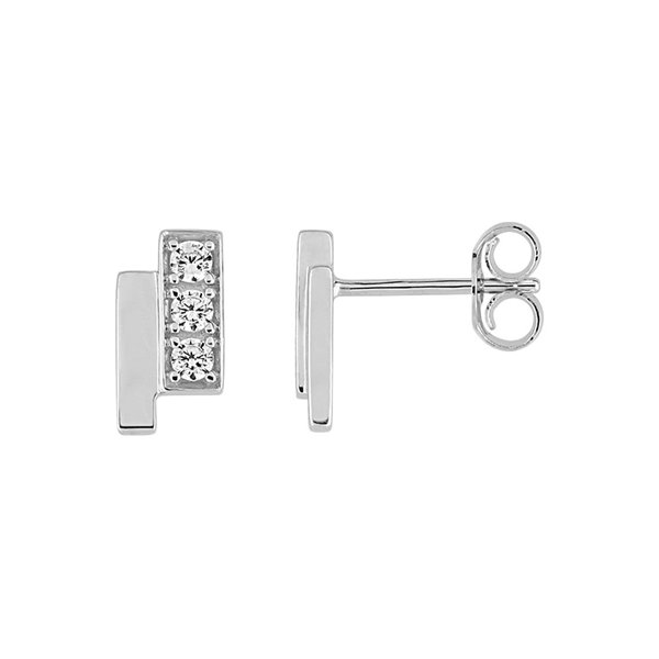 Boucles d'oreilles clou oxyde(s) de zirconium Or Blanc 375