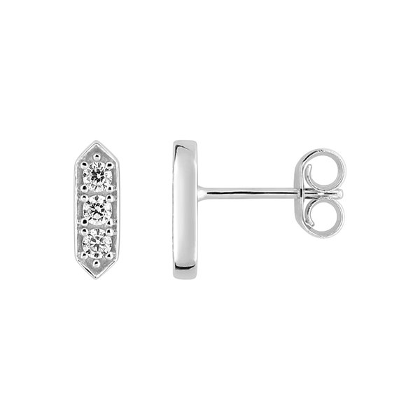 Boucles d'oreilles clou oxyde(s) de zirconium Or Blanc 375