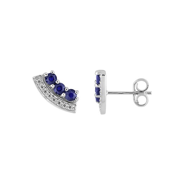 Boucles d'oreilles saphir oxyde(s) de zirconium Or Blanc 375