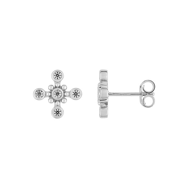 Boucles d'oreilles clou oxyde(s) de zirconium Or Blanc 375