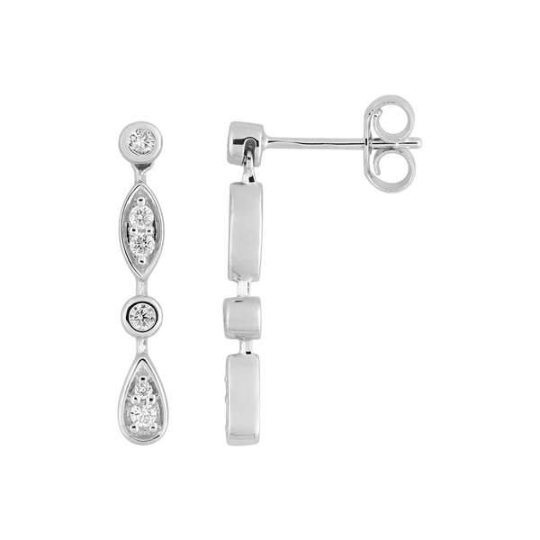 Boucles d'oreilles diamant 0.15ct Or Blanc 375