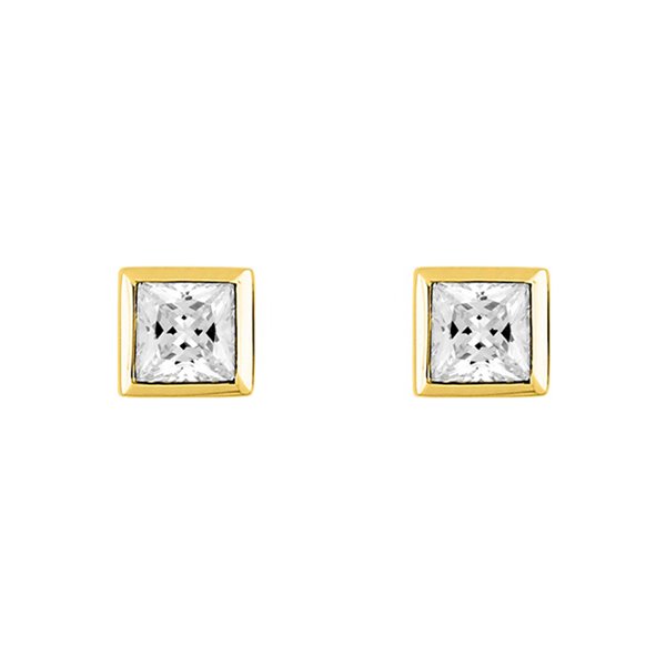 Boucles d'oreilles clou oxyde(s) de zirconium Or Jaune 375