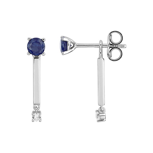 Boucles d'oreilles saphir oxyde(s) de zirconium Or Blanc 375