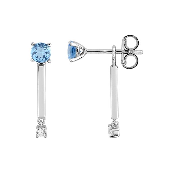 Boucles d'oreilles pendantes topaze bleue traitée oxyde(s) de zirconium Or Blanc 375