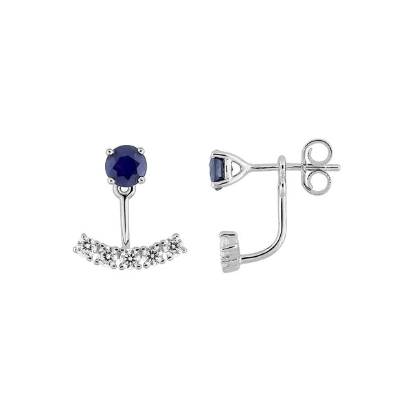 Boucles d'oreilles saphir oxyde(s) de zirconium Or Blanc 375