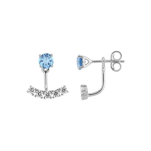 Boucles d'oreilles pendantes topaze bleue traitée oxyde(s) de zirconium Or Blanc 375