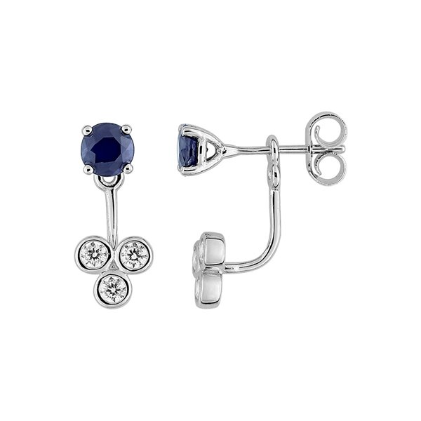 Boucles d'oreilles saphir oxyde(s) de zirconium Or Blanc 375