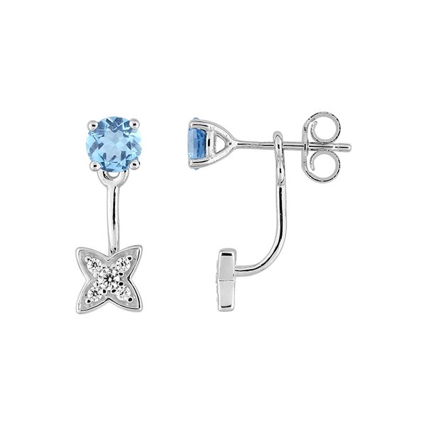 Boucles d'oreilles pendantes topaze bleue traitée oxyde(s) de zirconium Or Blanc 375