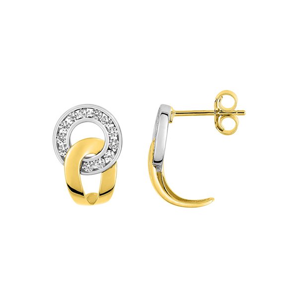 Boucles d'oreilles clou oxyde(s) de zirconium Or Jaune 375 rhodiée