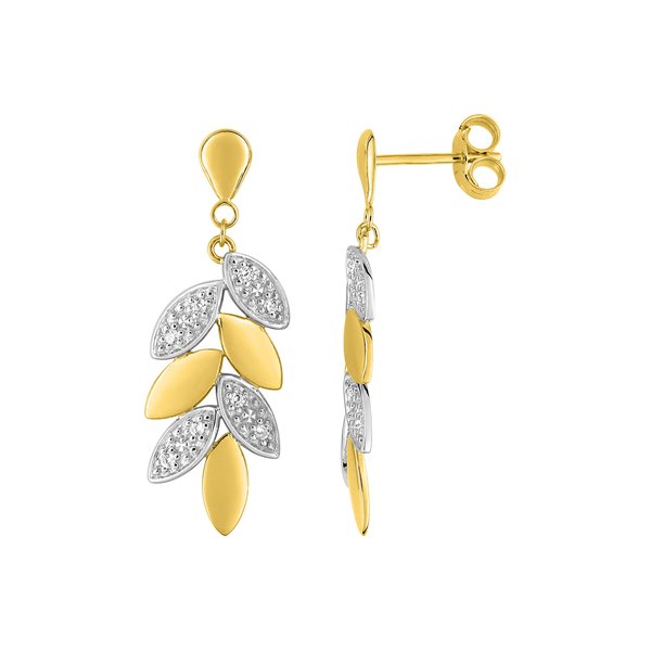 Boucles d'oreilles pendantes oxyde(s) de zirconium Or Jaune 375 rhodiée