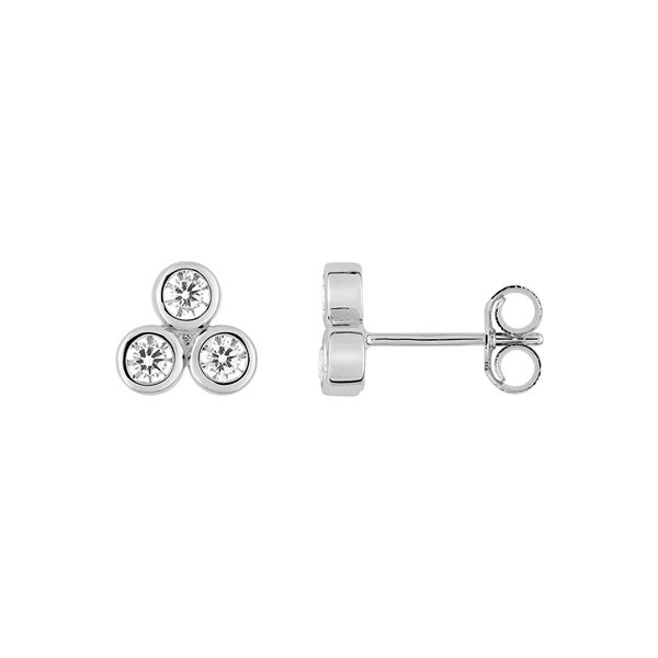 Boucles d'oreilles clou oxyde(s) de zirconium Or Blanc 375