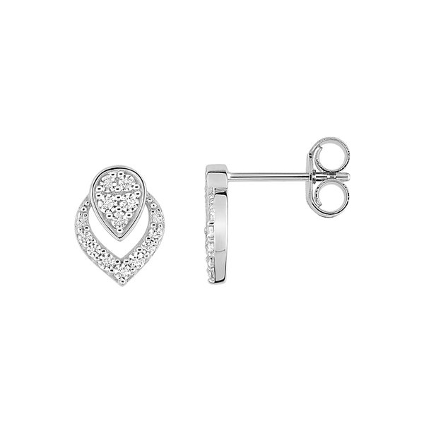 Boucles d'oreilles clou oxyde(s) de zirconium Or Blanc 375