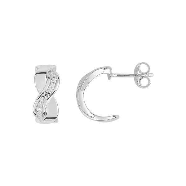 Boucles d'oreilles clou oxyde(s) de zirconium Or Blanc 375