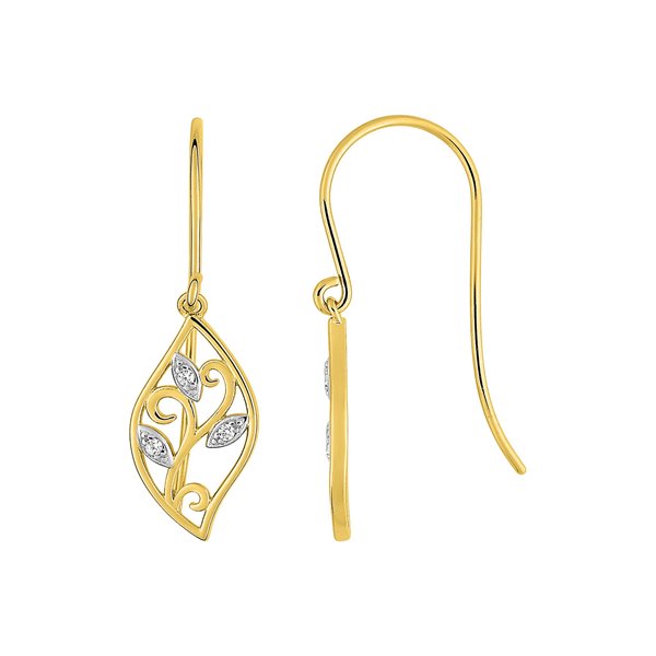 Boucles d'oreilles crochet oxyde(s) de zirconium Or Jaune 375 rhodiée