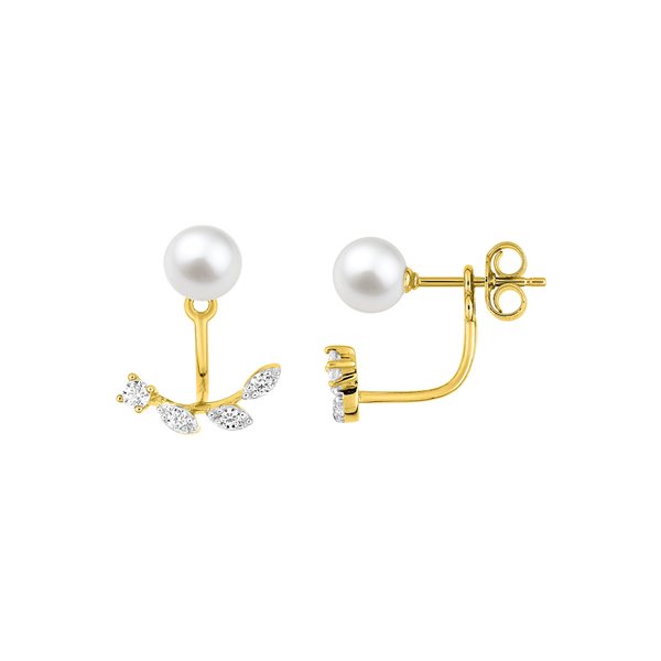 Boucles d'oreilles pendantes perle de culture d'eau douce Or Jaune 375 rhodiée