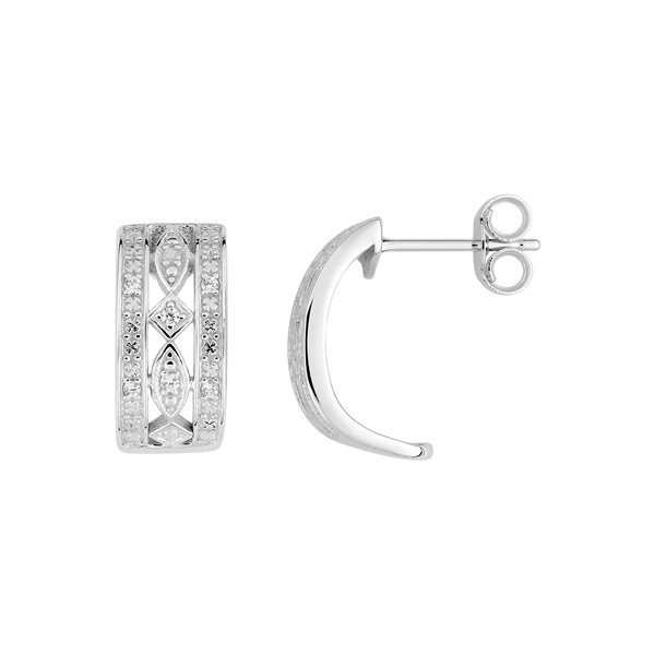 Boucles d'oreilles pendantes diamant 0.06ct Or Blanc 375