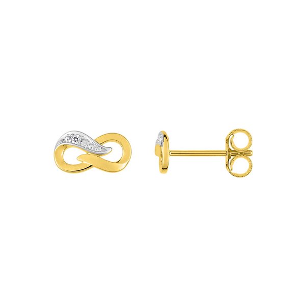 Boucles d'oreilles clou diamant 0.01ct Or Jaune 375 rhodiée