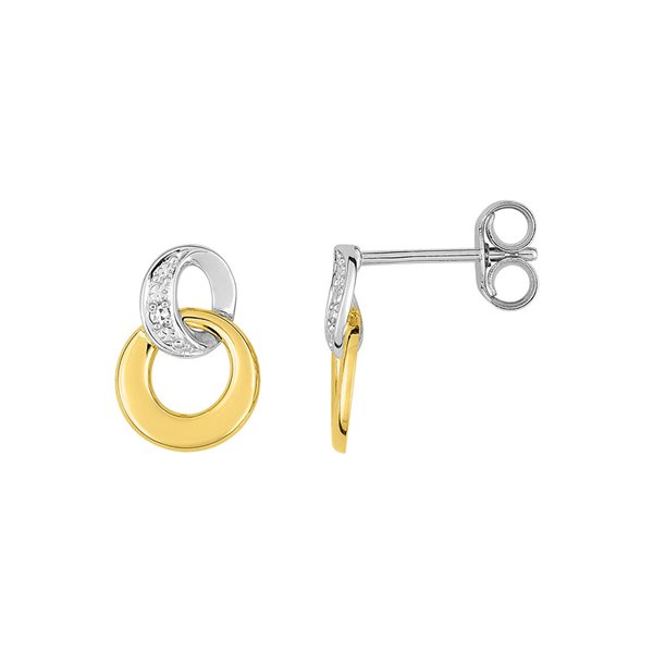 Boucles d'oreilles clou diamant 0.01ct Or Jaune 375 rhodiée