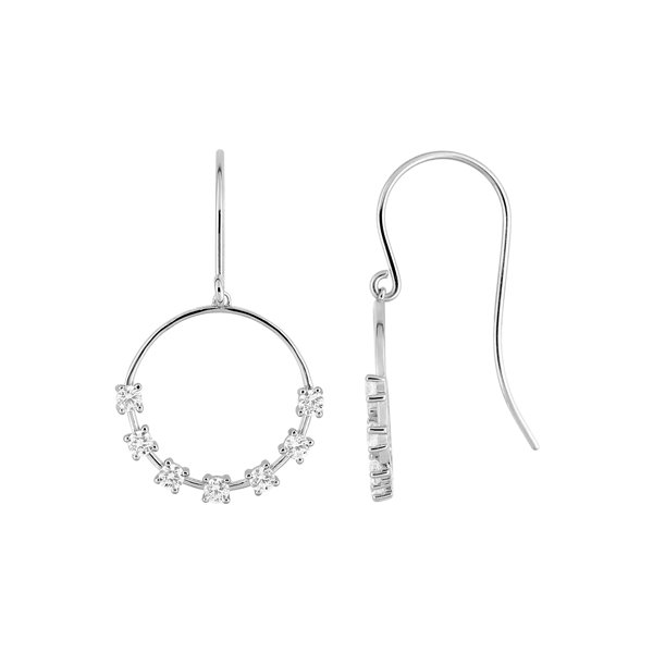 Boucles d'oreilles crochet oxyde(s) de zirconium Or Blanc 375